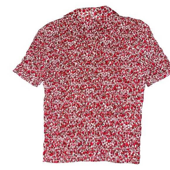 J Crew Womens Top Size Small Red Liberty Elizas Smocked Floral Pure Cotton - Picture 2 of 9